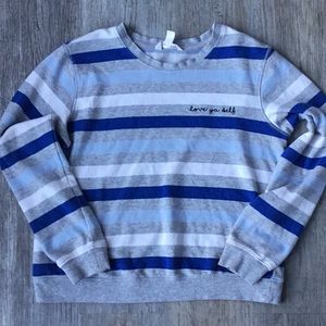 POPSUGAR Striped “love ya self” sweatshirt